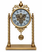 The Noble Hour Luxury Designer Silent Movement Table Clock With Moving Gear Mechanism (Steel Body)