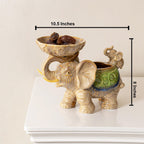 Joyful Elephant Feast Table Decoration Showpiece for Home Décor