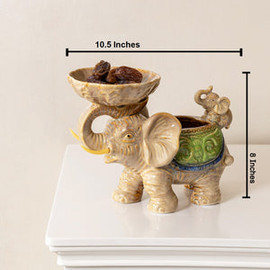 Joyful Elephant Feast Table Decoration Showpiece for Home Décor