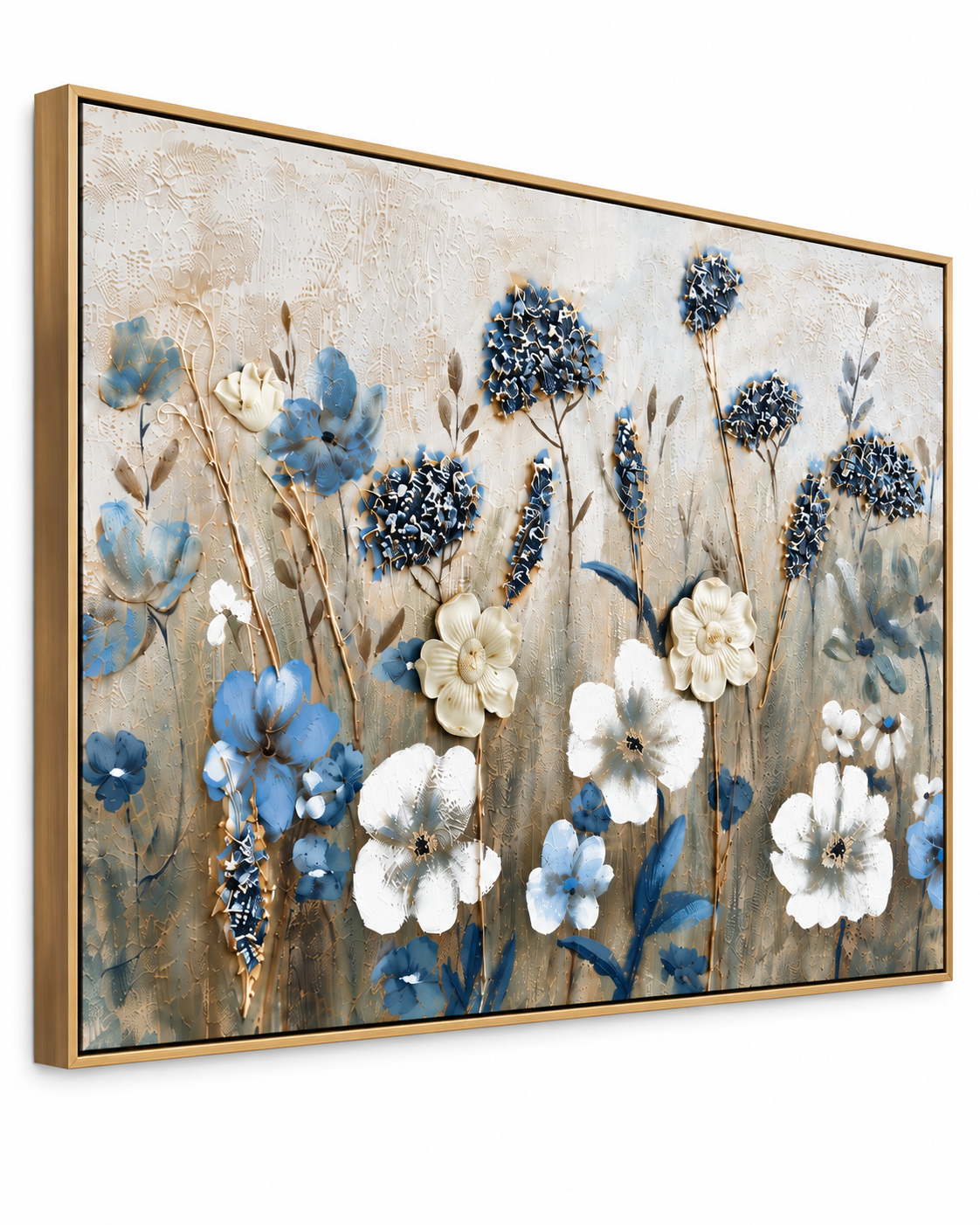 Wildflower Serenity 100% Hand Wall Painting For Home (outer Floater Frame ) (47 x 31.5 Inches)