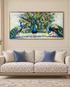 Royal Peacocks 100% Hand Painted Wall Painting (With Golden Outer Floater Frame frame) (27.5x55 Inches)