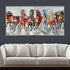 Seven Running Horses 100% Hand Painted Wall Painting (With Golden Outer Floater Frame frame) (27.5x55 Inches) - Medium