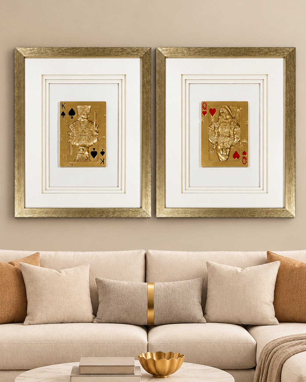 Golden King’s & Golden Queen’s Grace Shadow Box Wall Decoration Piece - Set of 2