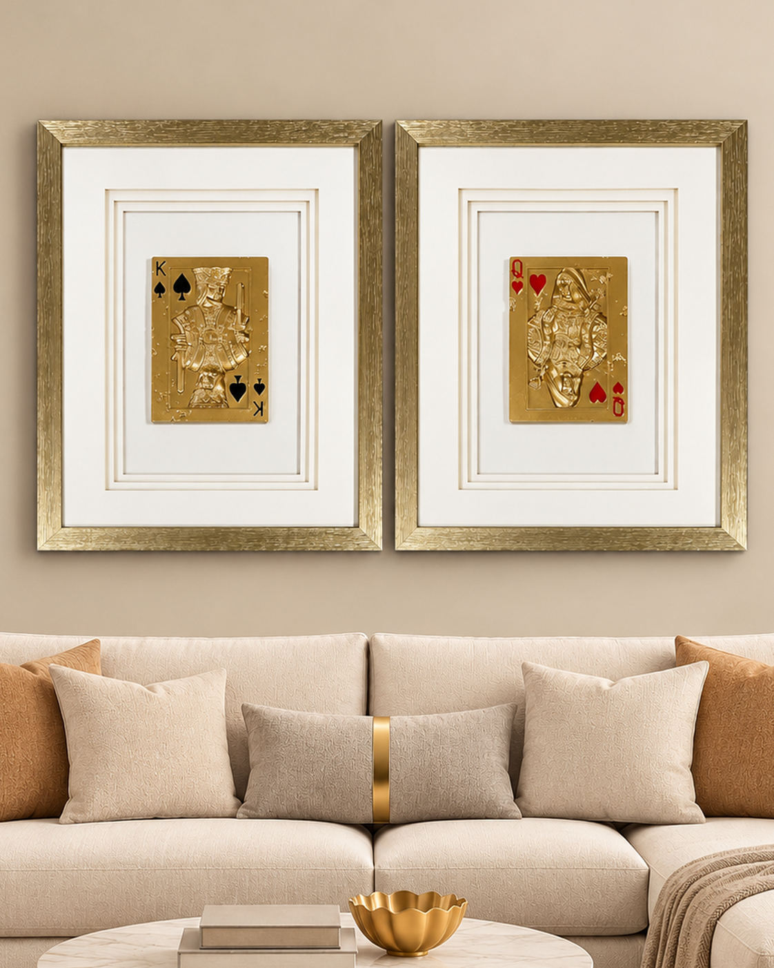Golden King’s & Golden Queen’s Grace Shadow Box Wall Decoration Piece - Set of 2