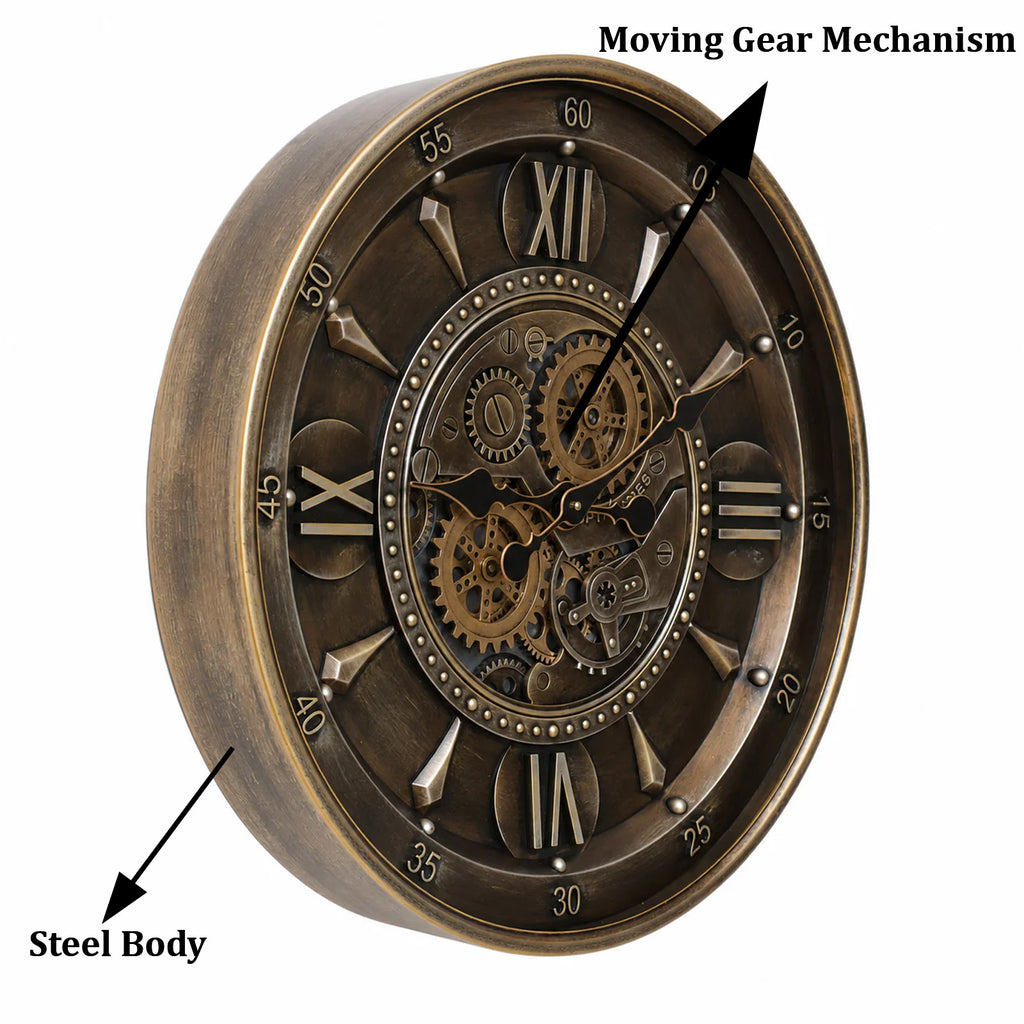 Cedar Hour Luxury Designer Silent Movement Wall Clocks for the Home With Moving Gear Mechanism Buy Wall Clock Online (Steel Body)
