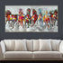 Seven Running Horses 100% Hand Painted Wall Painting(With Outer Floater Frame)