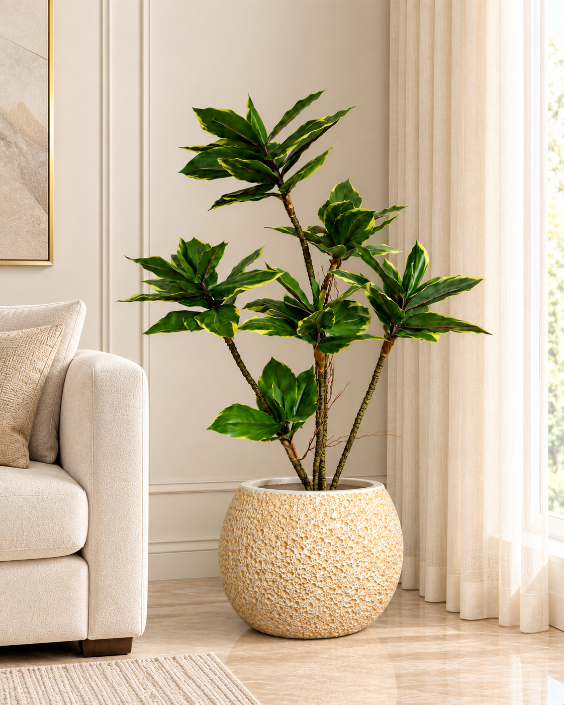 Lunar Texture Indoor Planters For Home - Beige
