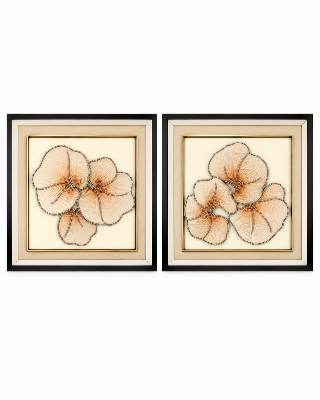 Grace in Bloom & Petals in Motion Shadow Box for Wall Decoration & Wall Art - Set of 2