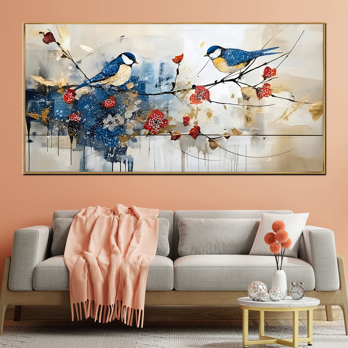 Birdsong Bliss Crystal Glass Decorative Wall painting Art