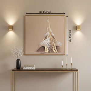 Eiffel Heights Harmony Hand painting painting for Home Wall (With Outer Floater Frame) (39x39 Inches)