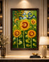 Garden of Sunshine 100% Hand Painted Wall Painting (With Outer Floater Frame frame) ( 35.5 x 23.5 Inches )
