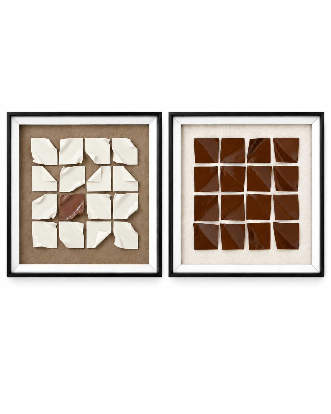 Abstract Folds & Form Shadow Box for Wall Decoration & Wall Art -Set of 2