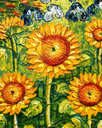 Garden of Sunshine 100% Hand Painted Wall Painting (With Outer Floater Frame frame) ( 35.5 x 23.5 Inches )