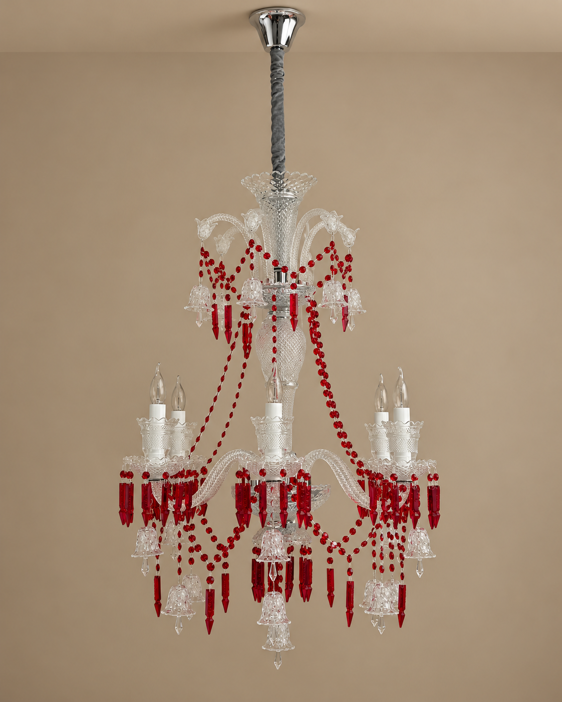 Celestia Grandeur Chandelier for Home & item for Home Decoration - Red