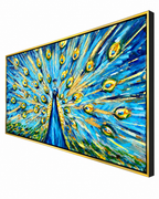Crown of Feathers 100% Hand Painted Wall Painting (With Golden Outer Floater Frame frame) (27.5x55 Inches)