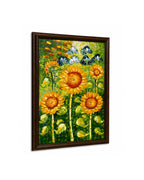 Garden of Sunshine 100% Hand Painted Wall Painting (With Outer Floater Frame frame) ( 35.5 x 23.5 Inches )