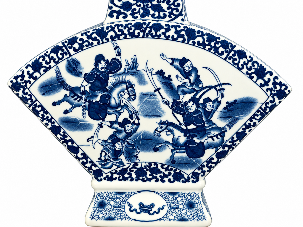 Warrior Chronicle Decorative Vase & Showpiece for Home & Item for Home Decoration (Blue Pottery)