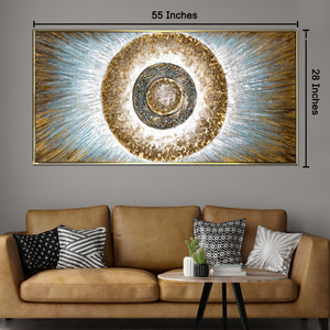 Solar Flare Hand Wall Paintings for Home (Comes With an Outer Floater Frame) (28x55 Inches)