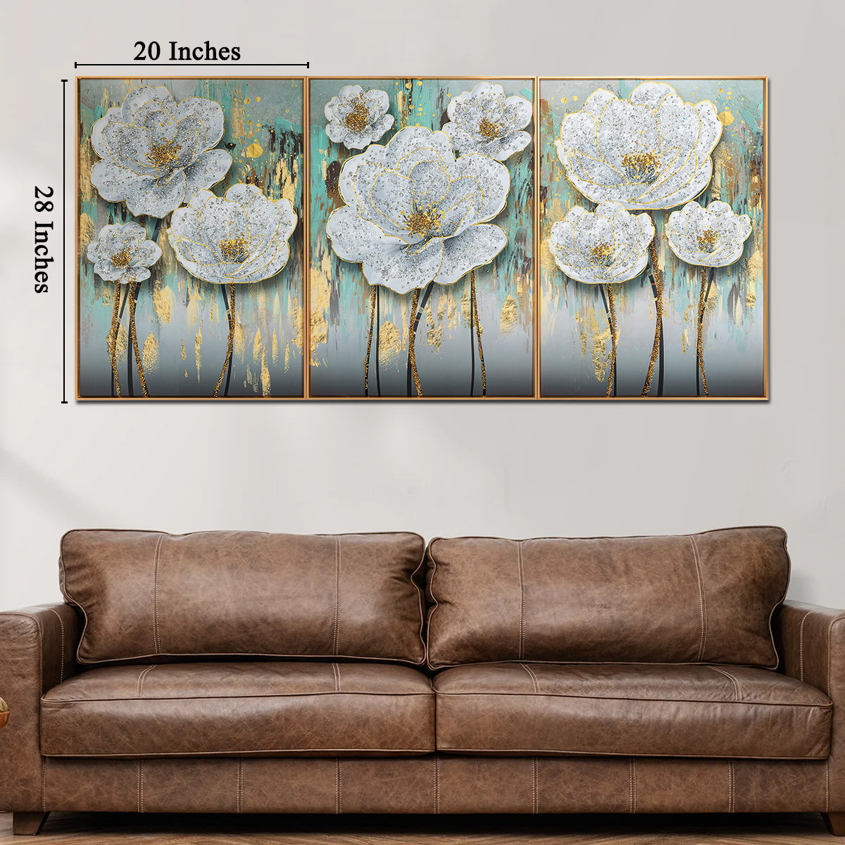 Rosy Reflections Crystal Glass Wall Decor Paintings for Wall Decoration at Home - Set of 3