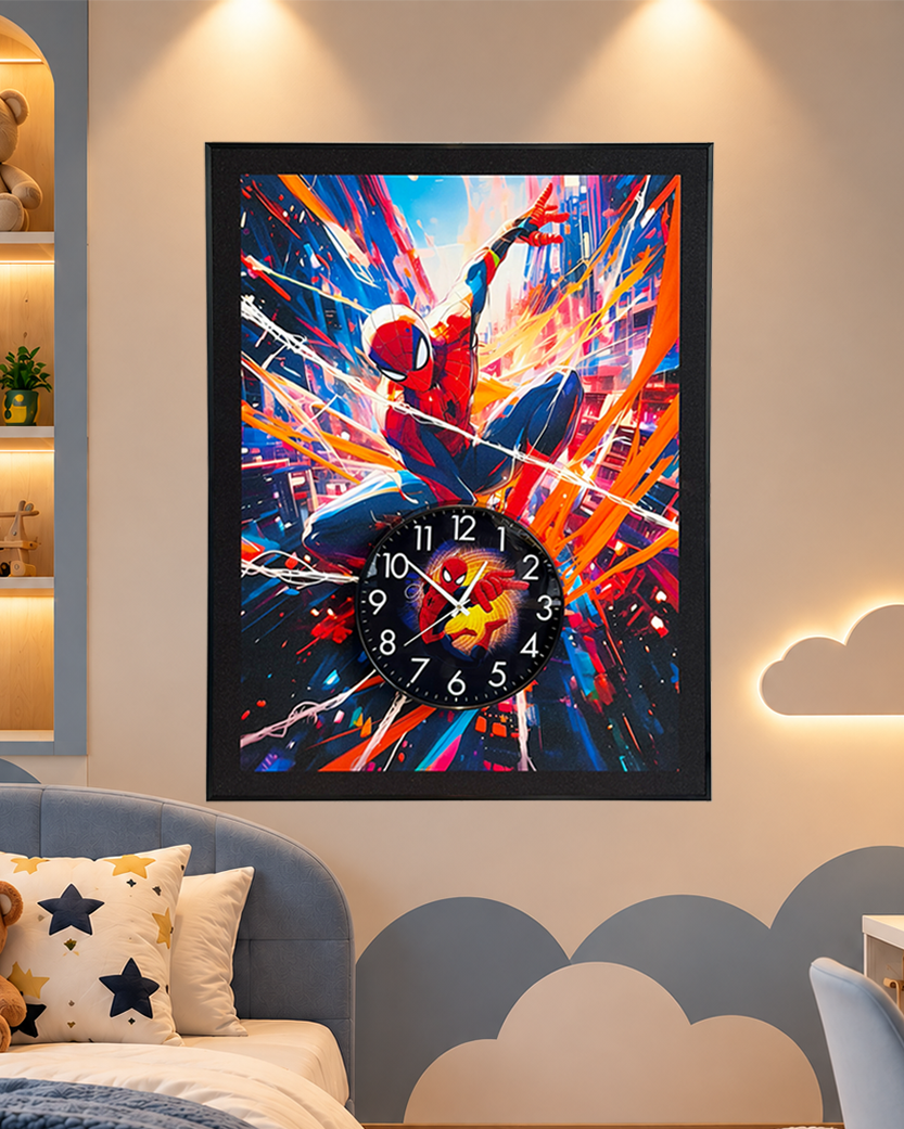 Spiderverse Pop Art Shadow Box With Clock & Wall Decoration Item