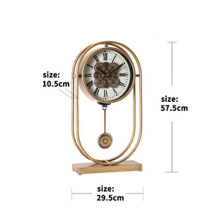 Pulse Prism Luxury Designer Pendulum Table Clock With Moving Gear Mechanism (Steel Body)