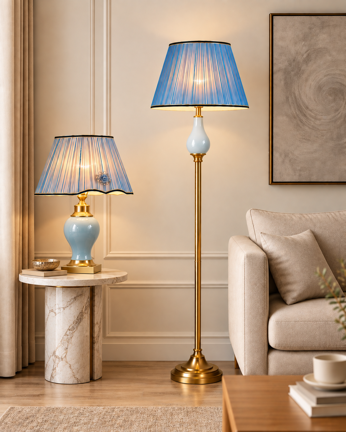 Lladro English Floor & Table Lamp - Combo (N)