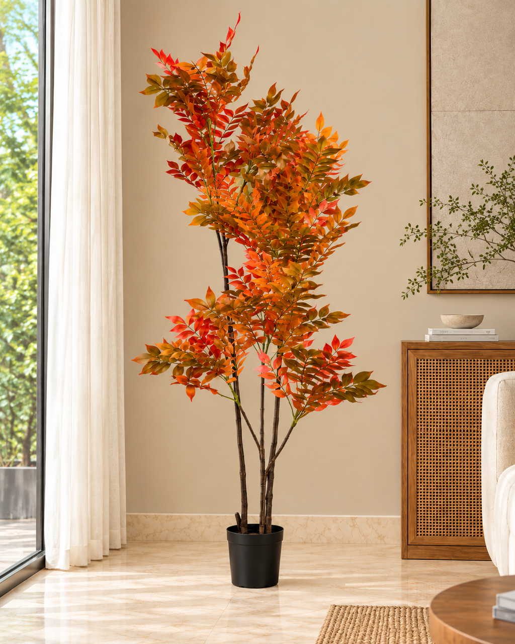 Autumn Lacquer Artificial Indoor Plant For Home ( 5.6 Feet ) (Natural Feel)