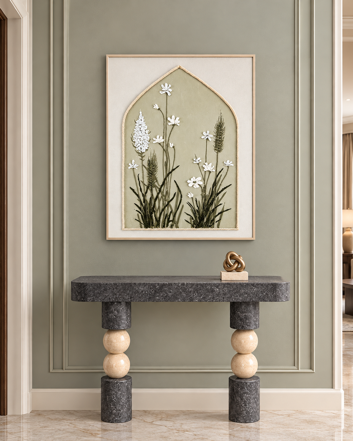 Wildflower Serenity Hand painting for Home Wall (With Outer Floater Frame) (47x31.5 Inches)
