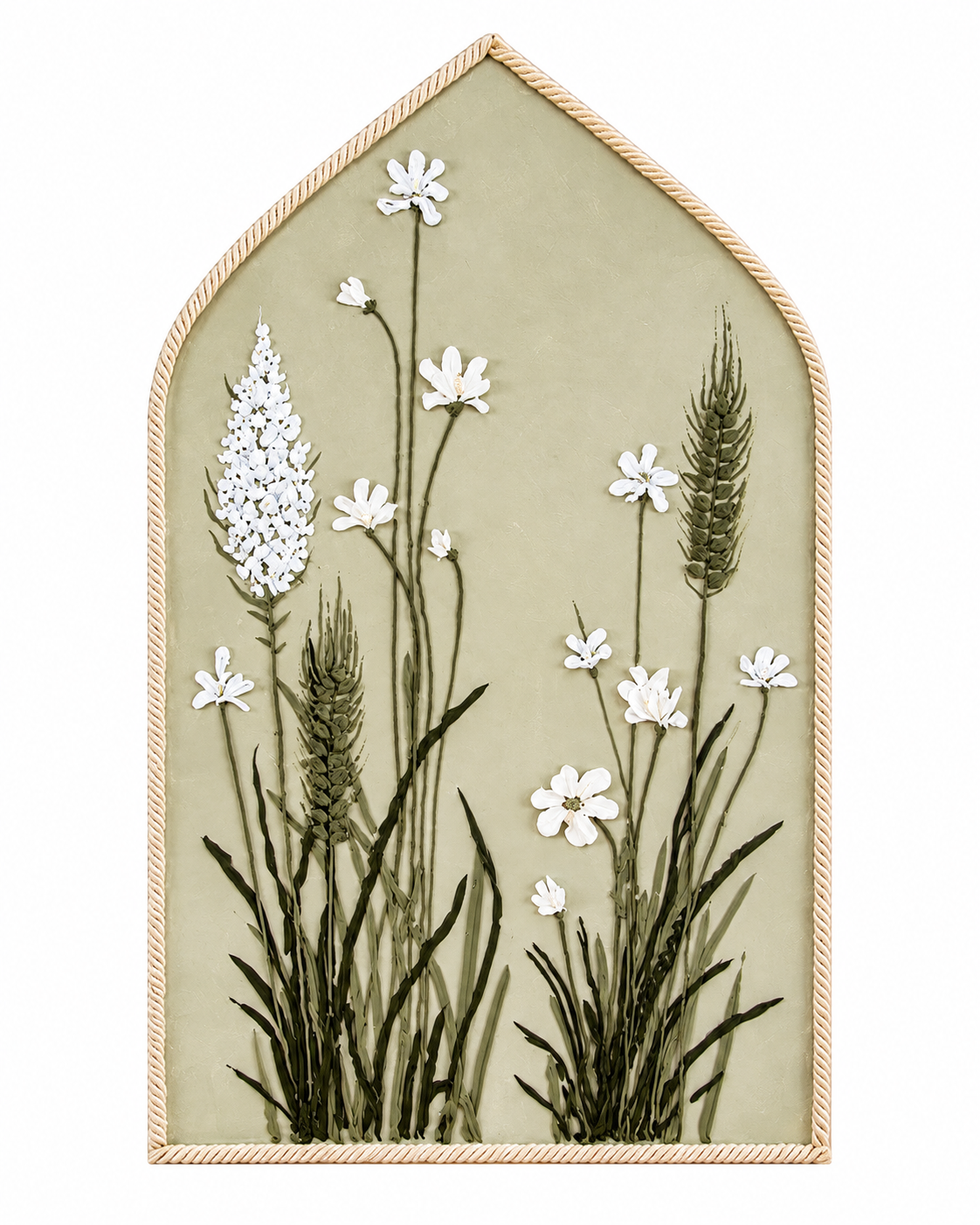 Wildflower Serenity Hand painting for Home Wall (With Outer Floater Frame) (47x31.5 Inches)