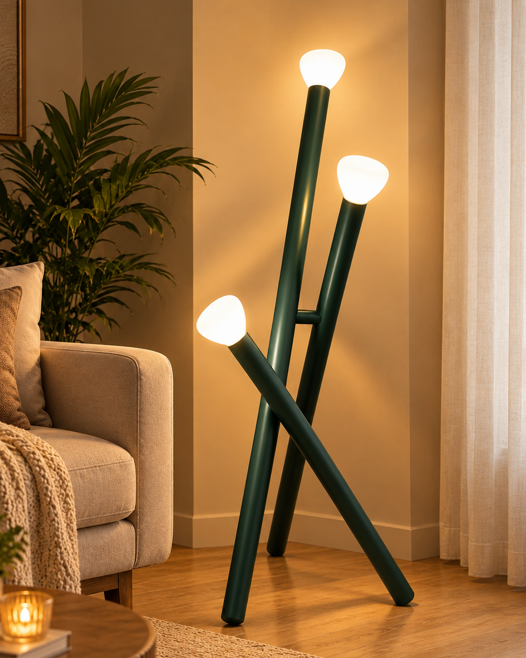Modern Bloom Designer Floor Lamp For Home & Item for Home Decoration - Green (Italian Designer Collection)