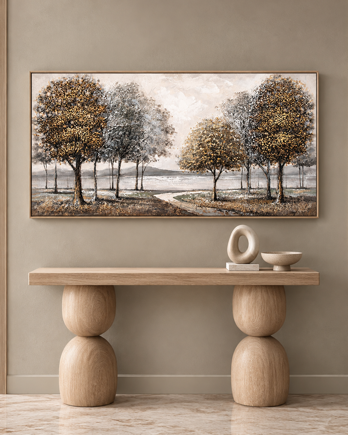 Whispering Trees Hand Painted Decorative Wall Paintings for Living Room