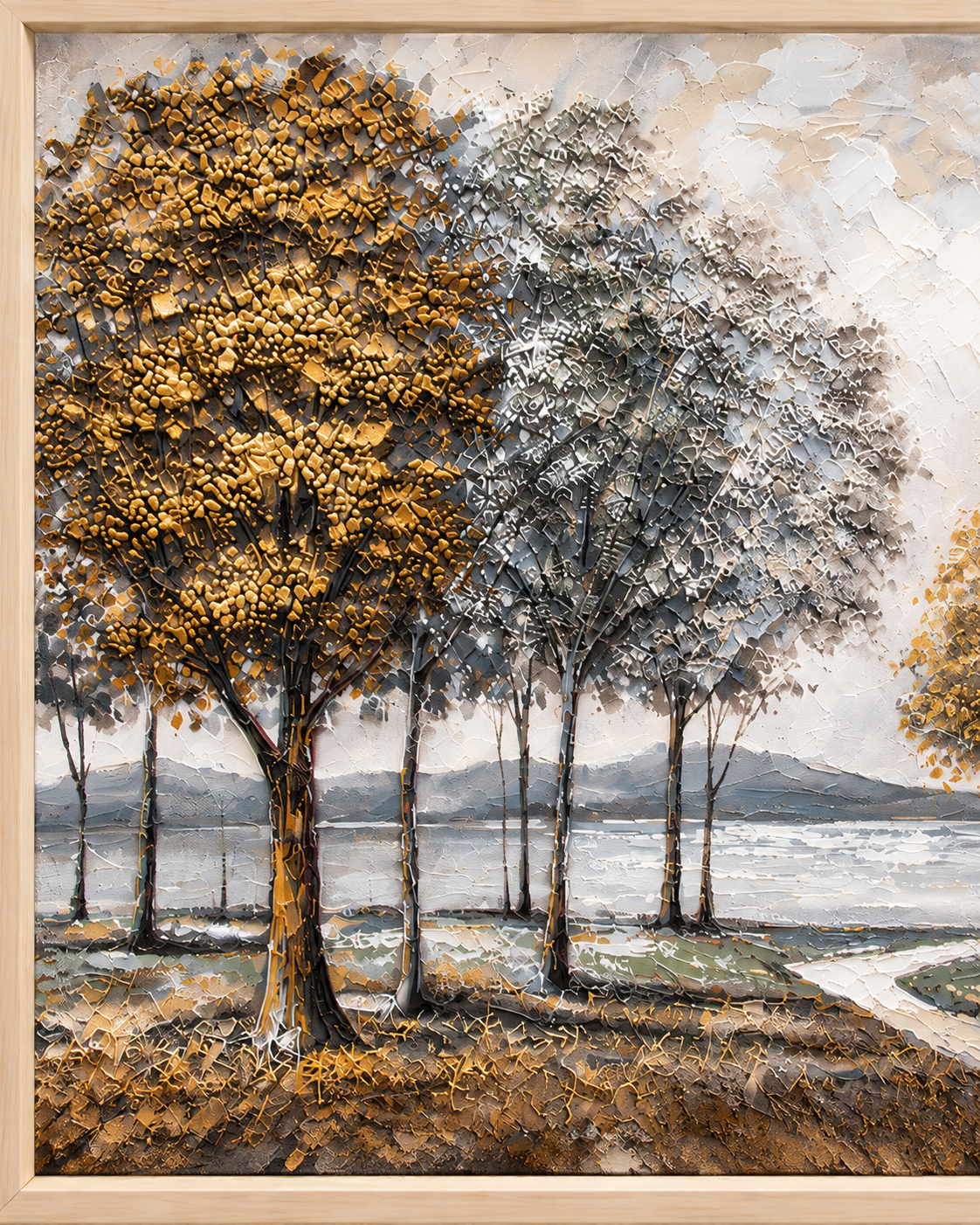 Whispering Trees Hand Painted Decorative Wall Paintings for Living Room