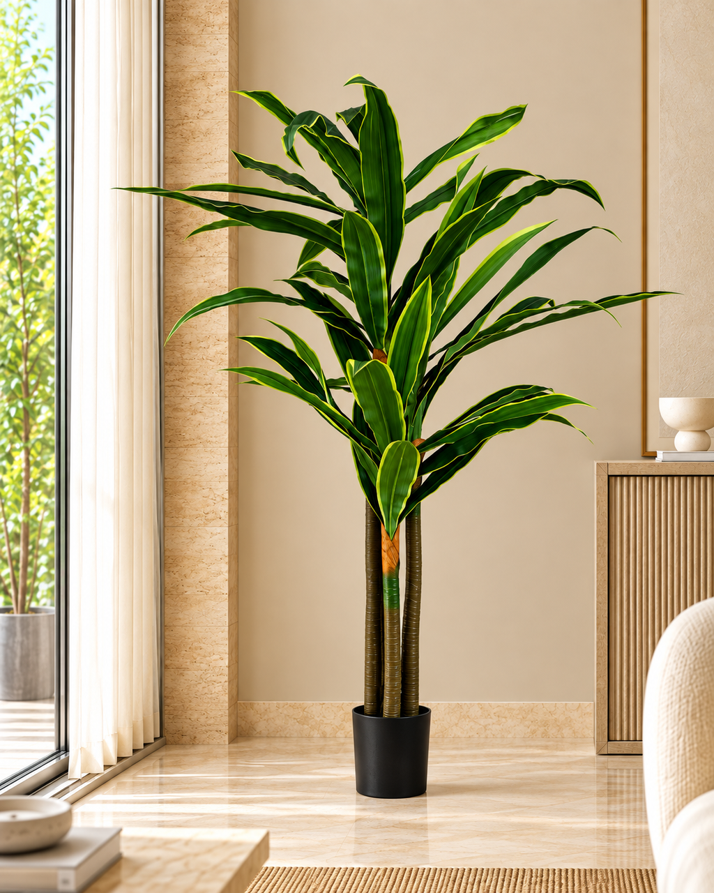 Evergreen Yemen Artificial Indoor Plant For Home ( 6.2 Feet ) (Natural Feel)