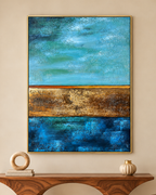 Abstract Tapestry Handpainted Wall Paintings For Living Room (With outer Floater Frame) (48 x 36 Inches)