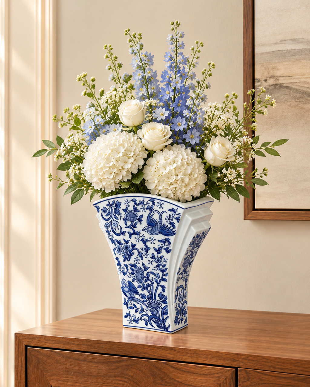 Classic Charm Decorative Vase For Home & Item for Home Decoration (Blue Pottery )