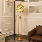 Victorian Timeless Tradition Luxury Designer Silent Movement Standing Clock With Moving Gear Mechanism (Steel Body) (With Light & Remote)
