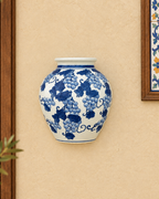 Harvest Vine Decorative Wall Hanging Vase & Item for wall Decoration (Blue Pottery)