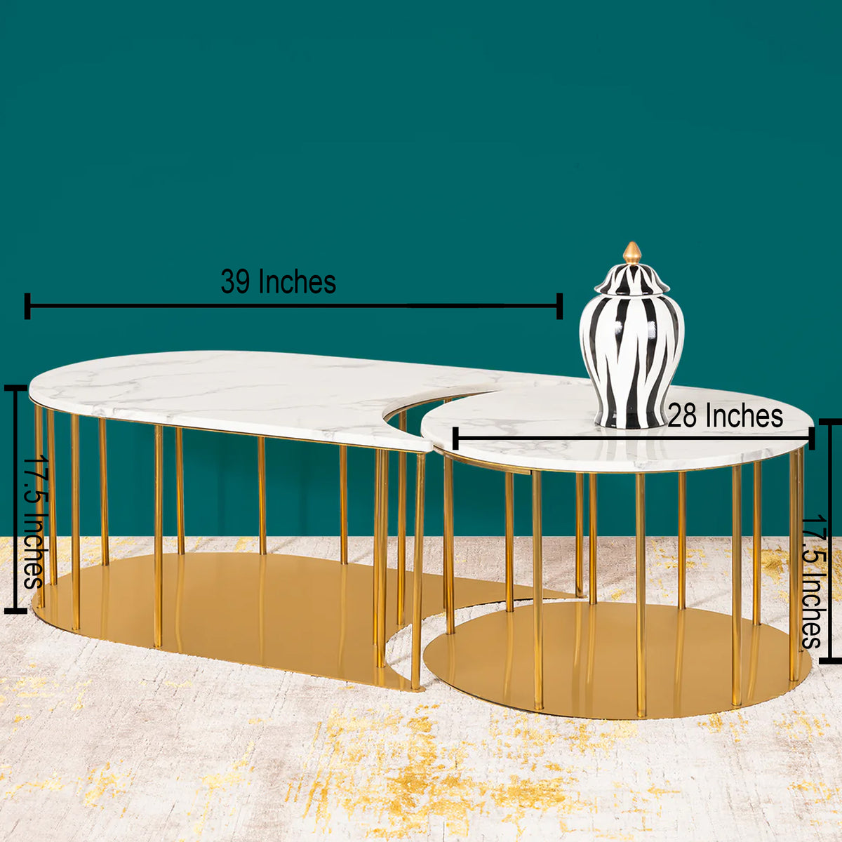Aristocrat Aura Centre Table Design For Home - Set of 2 (Stainless Steel)
