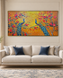 Feathers in Bloom 100% Hand Painted Wall Painting (With Golden Outer Floater Frame frame) (27.5x55 Inches)
