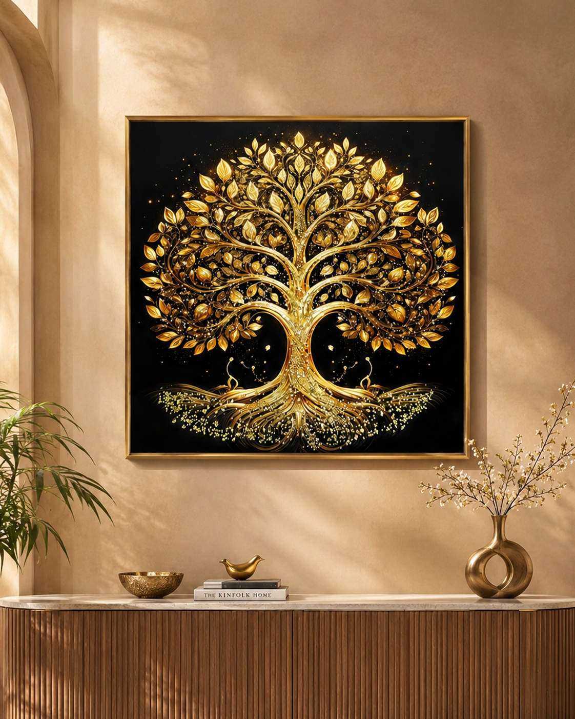 Roots of Prosperity & The Kalpavriksha Tree Crystal Glass Painting & Wall Decoration Items