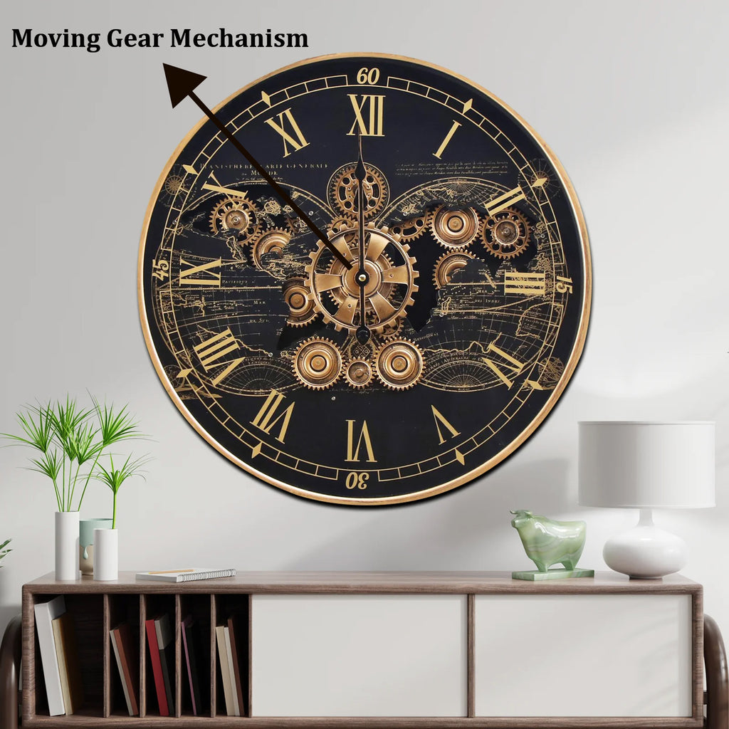 Chrono Luxe Luxury Designer Wall Clock With Moving Gear Mechanism Buy Wall Clock Online (Steel Body) - Medium