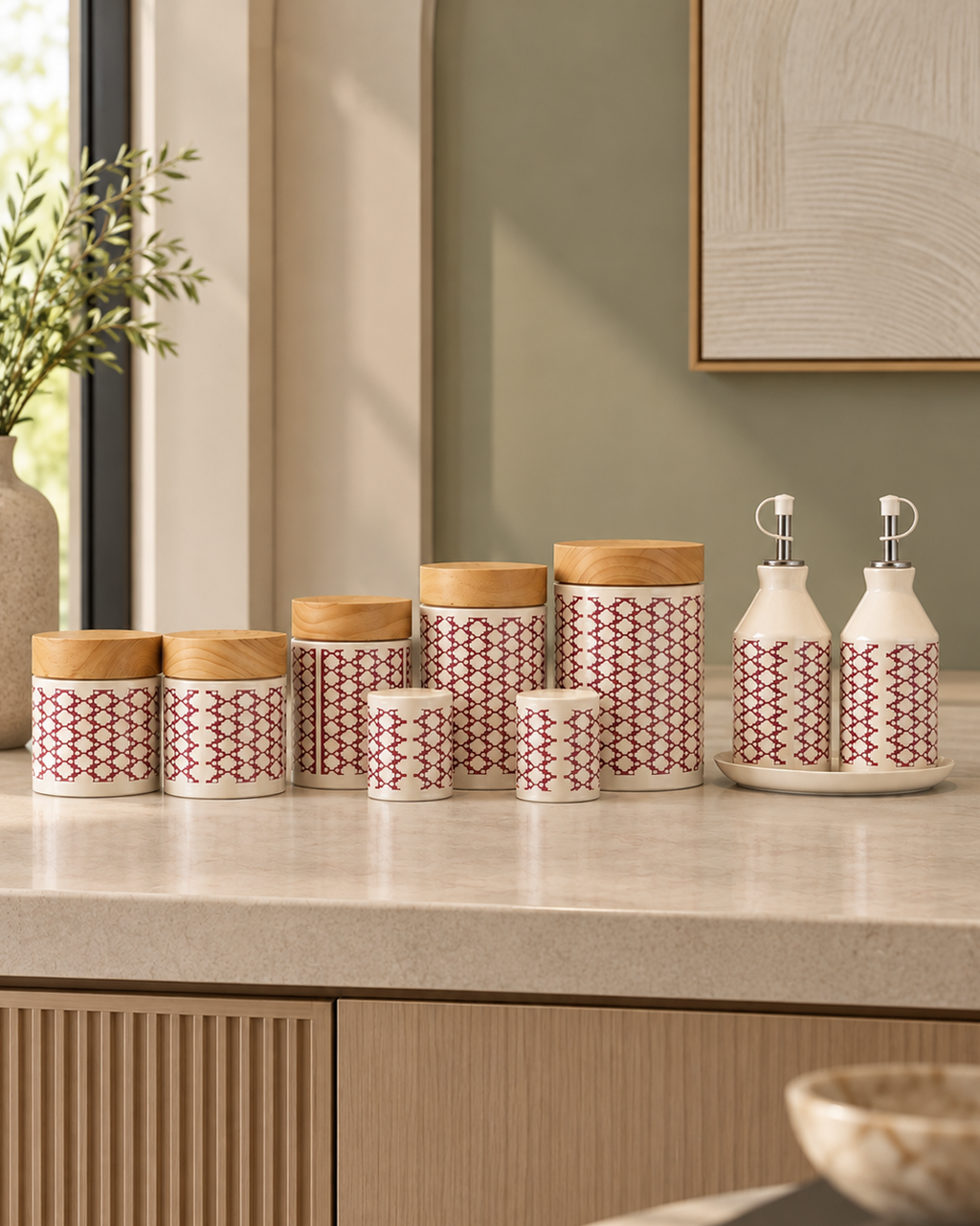 Red Mosaic Containers Box For Pantry Organization