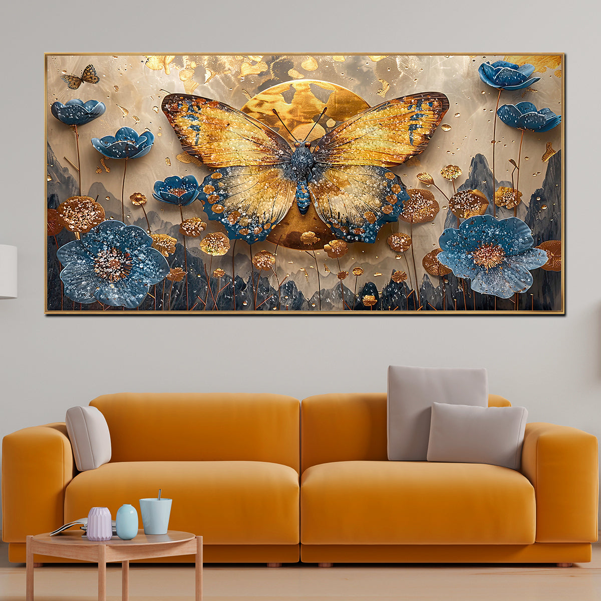 Butterfly Garden Crystal Glass Art Wall Painting For Home Décor