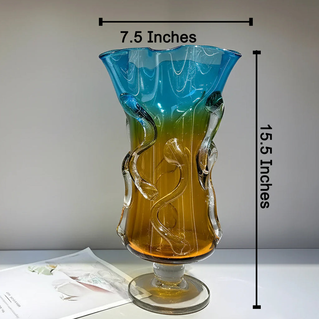 Azure Viper Handblown Glass Vase & Decorative showpiece