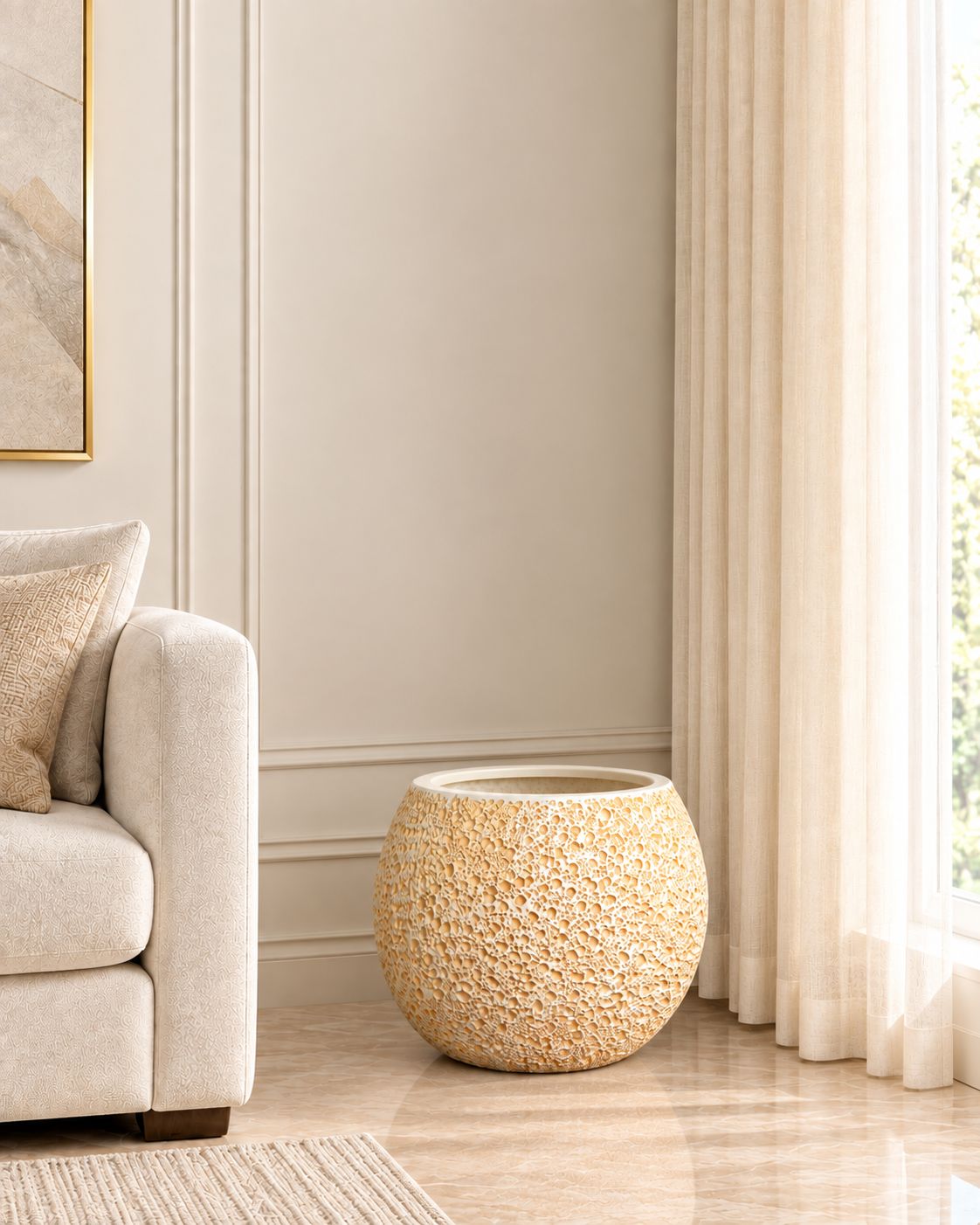 Lunar Texture Indoor Planters For Home - Beige