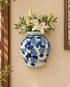 Harvest Vine Decorative Wall Hanging Vase & Item for wall Decoration (Blue Pottery)