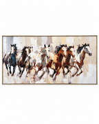 Spirit of Seven Running Horse Handmade painting for Home & Wall Decoration Item (With Outer Floater Frame) (27.5x55 Inches)