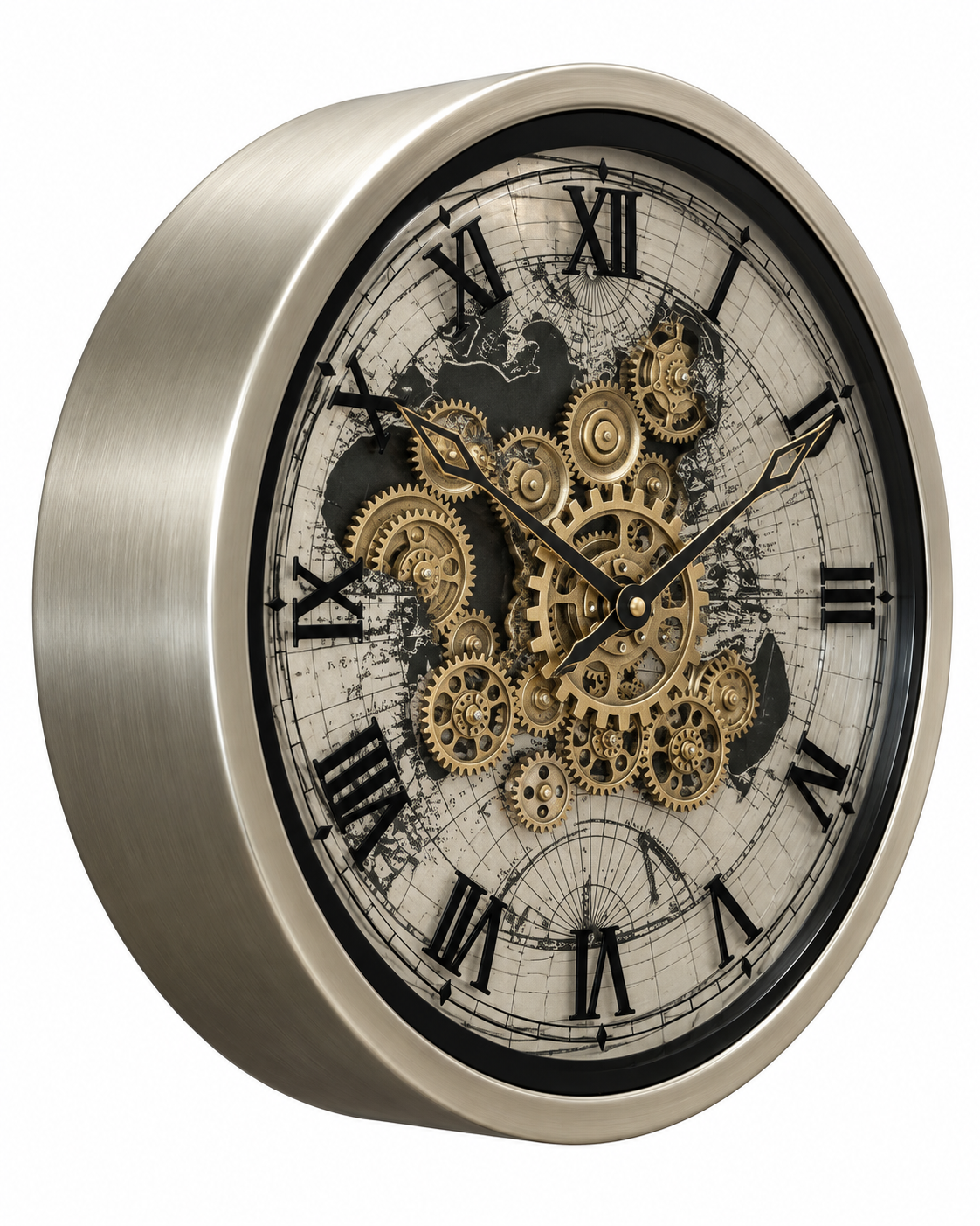Time Traveller Wall Clock Luxury Designer Silent Movement Wall Clocks for the Home With Moving Gear Mechanism Buy Wall Clock Online (Steel Body) - Big