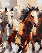 Spirit of Seven Running Horse Handmade painting for Home & Wall Decoration Item (With Outer Floater Frame) (27.5x55 Inches)