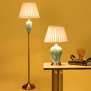 Alabama Floral Base Tall Floor & Celestial Shine Designer Table Lamp - Combo